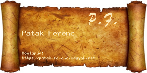 Patak Ferenc névjegykártya
